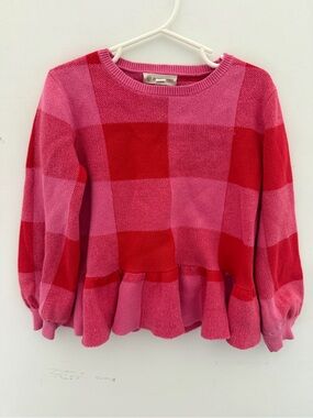 Tucker and Tate kids Pink & Red Check Peplum Sweater